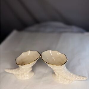 Lenox Cream and Gold Horn Vases